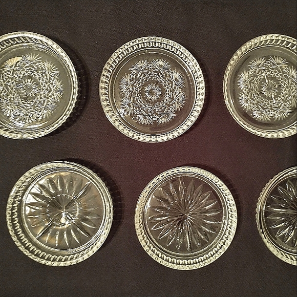 1950s Glass Coasters - Two Cut Glass Designs